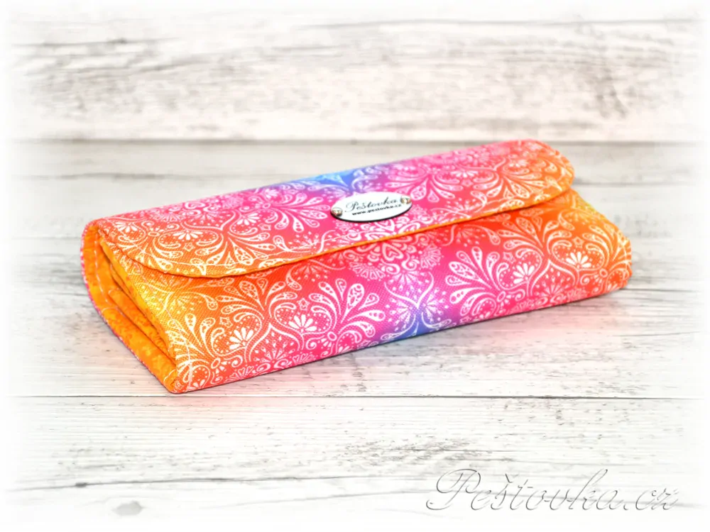 Peštovka Dámská elegantní peněženka *žlutorůžová duhovka*