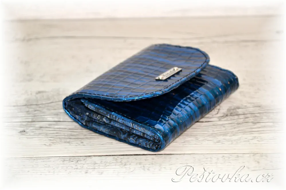 Peštovka - Malá klopová peněženka 13cm *modrý krokodýl*