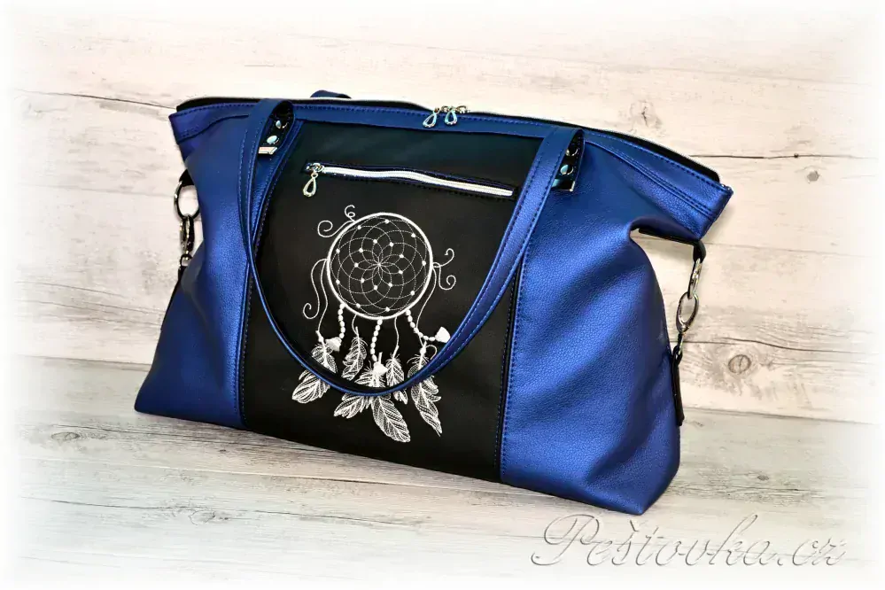 Peštovka - kabelka ANTONELLA *modro-černá s lapačem*