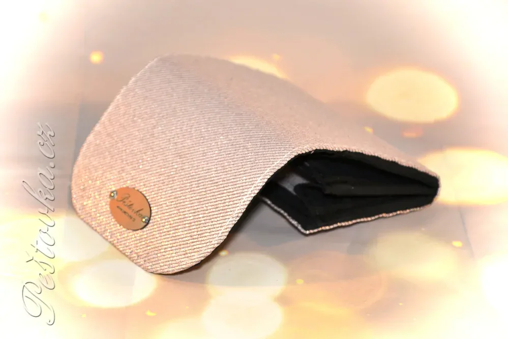 Peštovka - Malá klopová peněženka 13cm *Džínovina perleťová růžová*