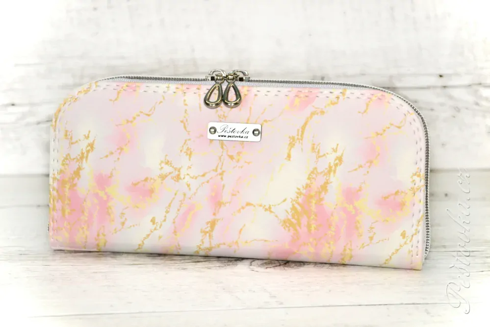 Peštovka Zipová peněženka *růžovo-zlatý marble*