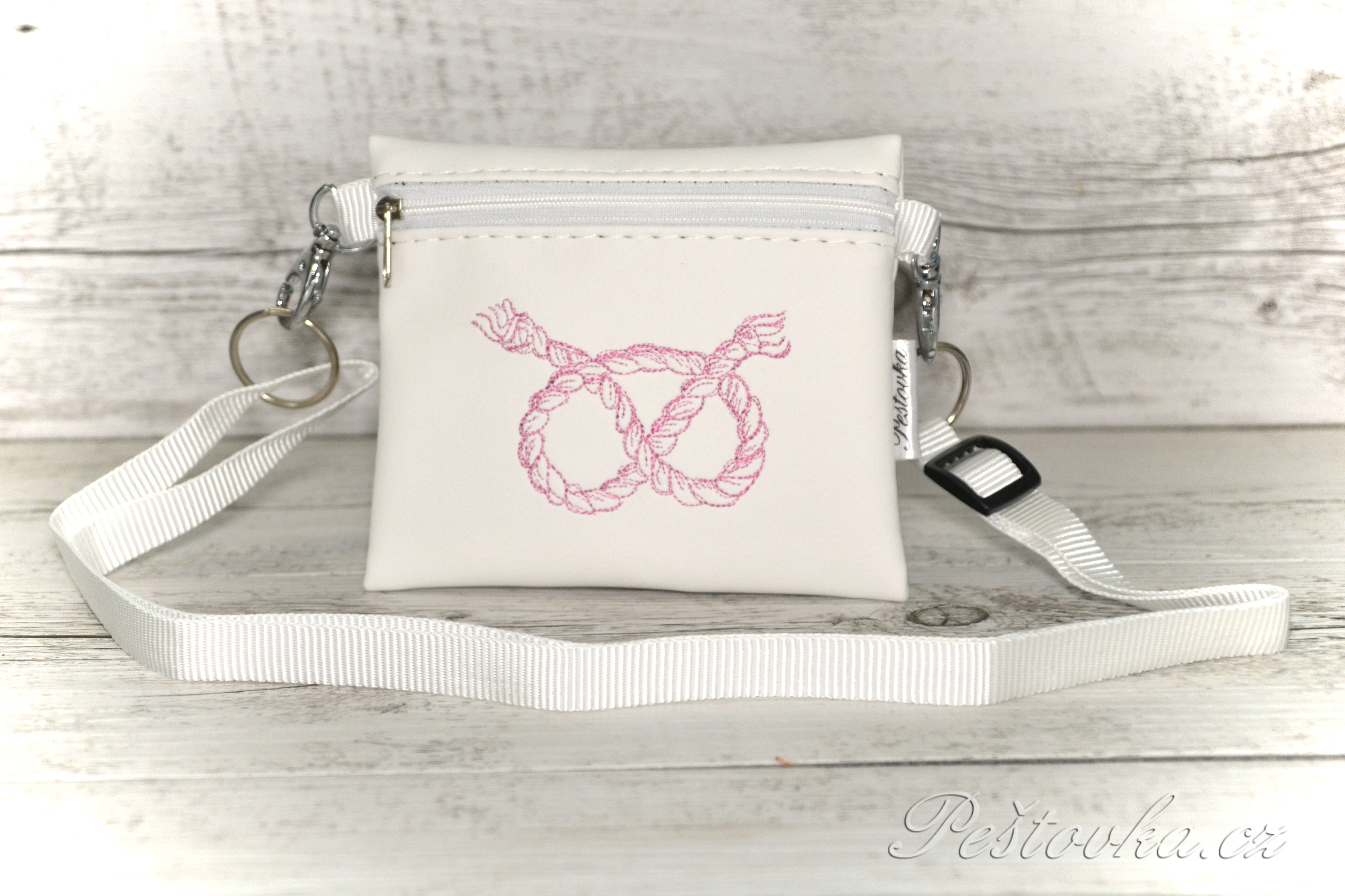 Peštovka Výstavní pamlskovník *provázek - bílý s růžovým*