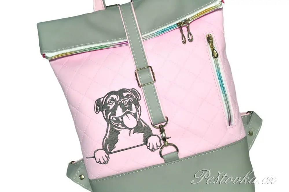 Peštovka Překlápěcí batoh Lucas *stafík* růžovo-šedý