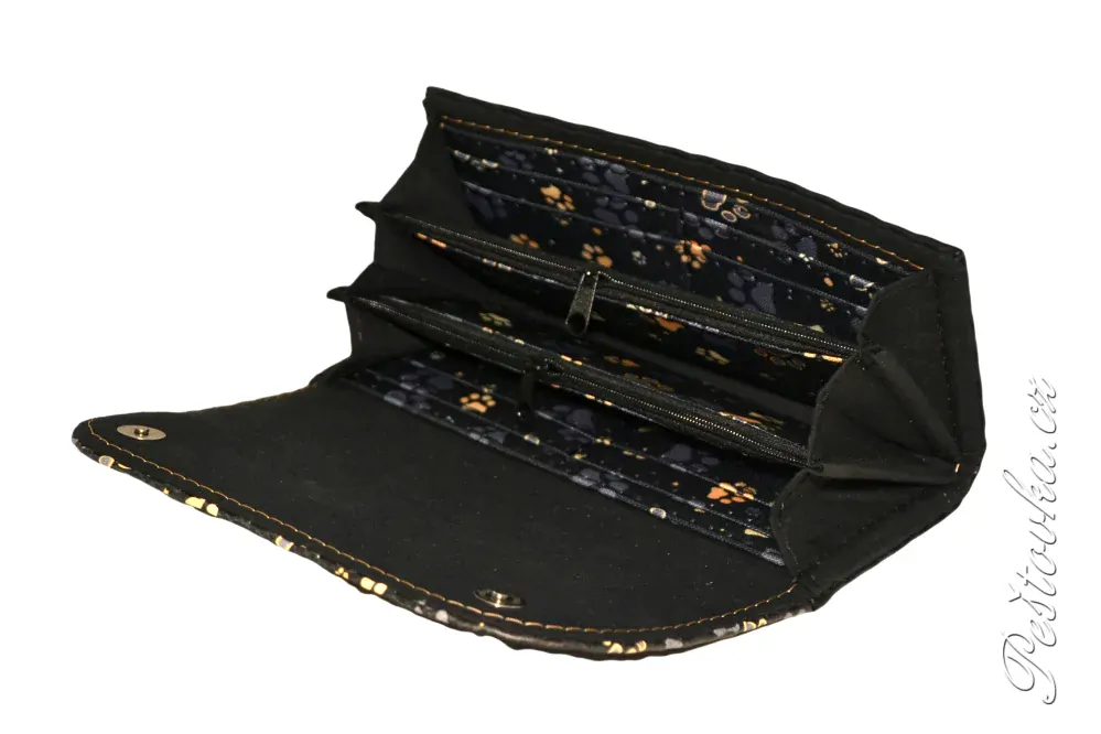 Peštovka Dámská elegantní peněženka zlatošedé tlapky s černou