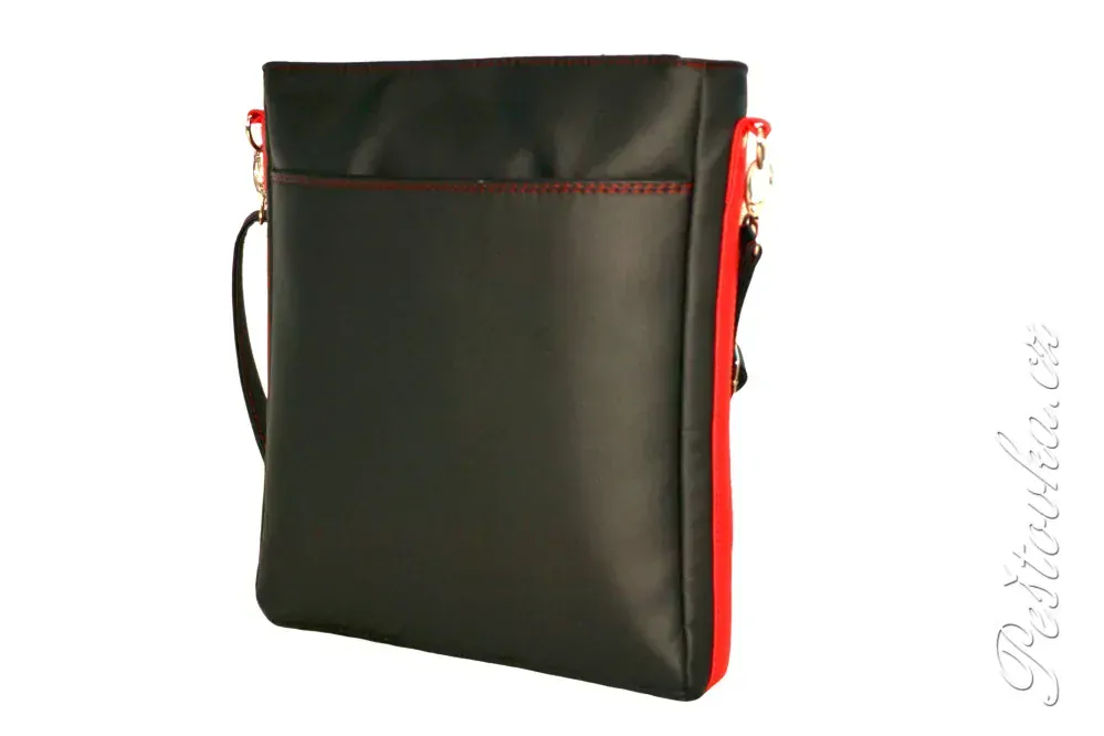 Peštovka - pejskařská taška 7 kapes  * červenočerná EKG staffbull*