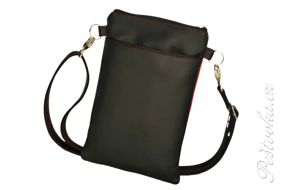 Peštovka - pejskařská taška 7 kapes  * červenočerná EKG staffbull* malá