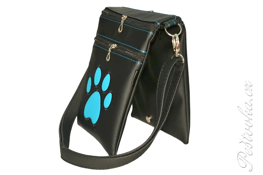 Peštovka - kabelka Tea *černo-modrá s tlapkou*