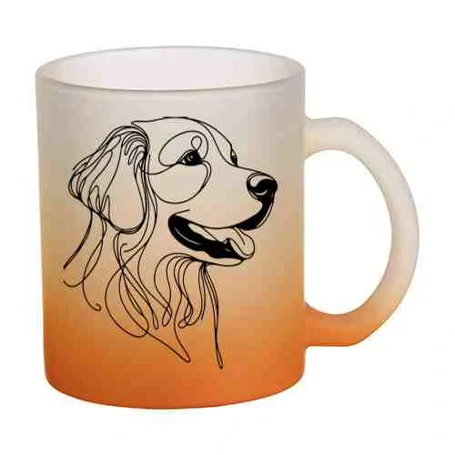 Hrnek skleněný MATNÝ 330 ml A+ barevný gradient *ZLATÝ RETRIEVER*