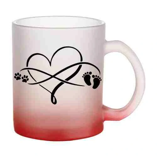 Hrnek skleněný MATNÝ 330 ml A+ barevný gradient *Paw InfinityBaby*