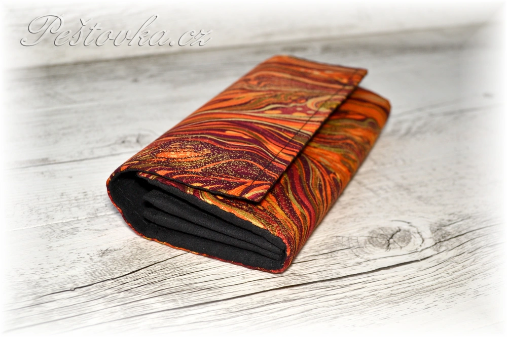 Peštovka Dámská peněženka ručně šitá *oranžový zlatotisk*