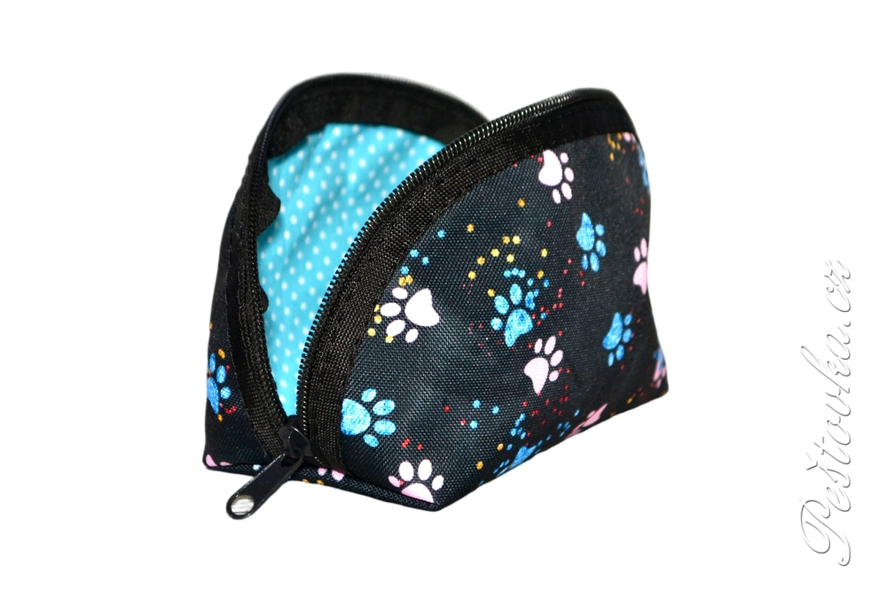 Peštovka kosmetická taštička RONDA *modro-růžové tlapky*