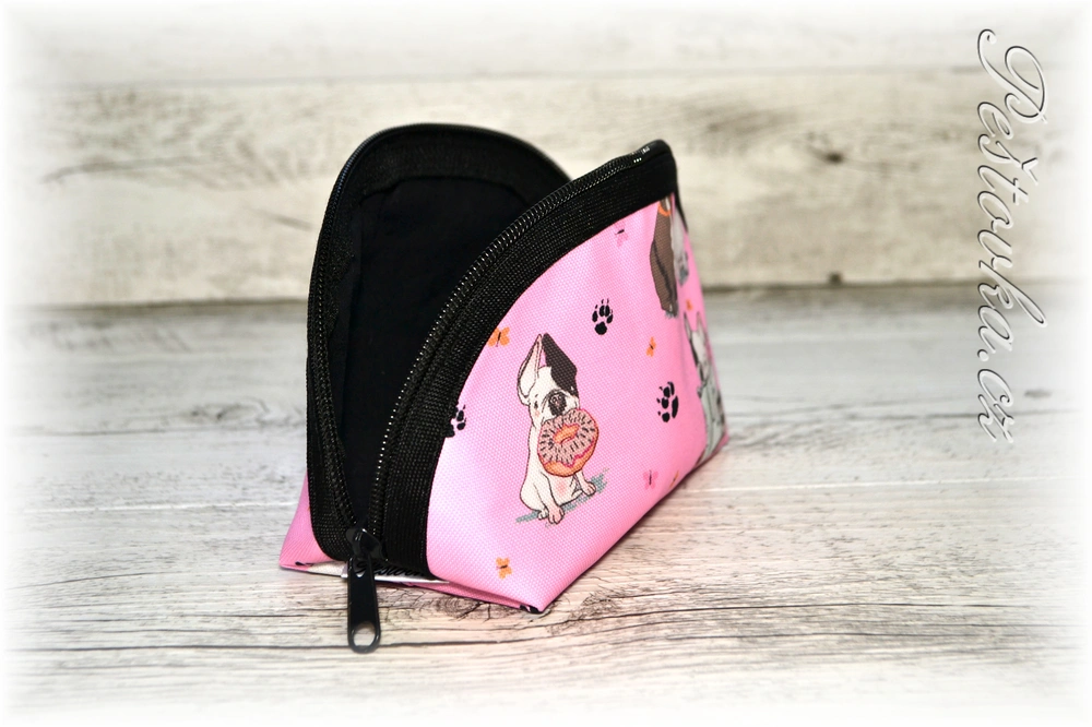 Peštovka kosmetická taštička RONDA *buldočci na růžové*