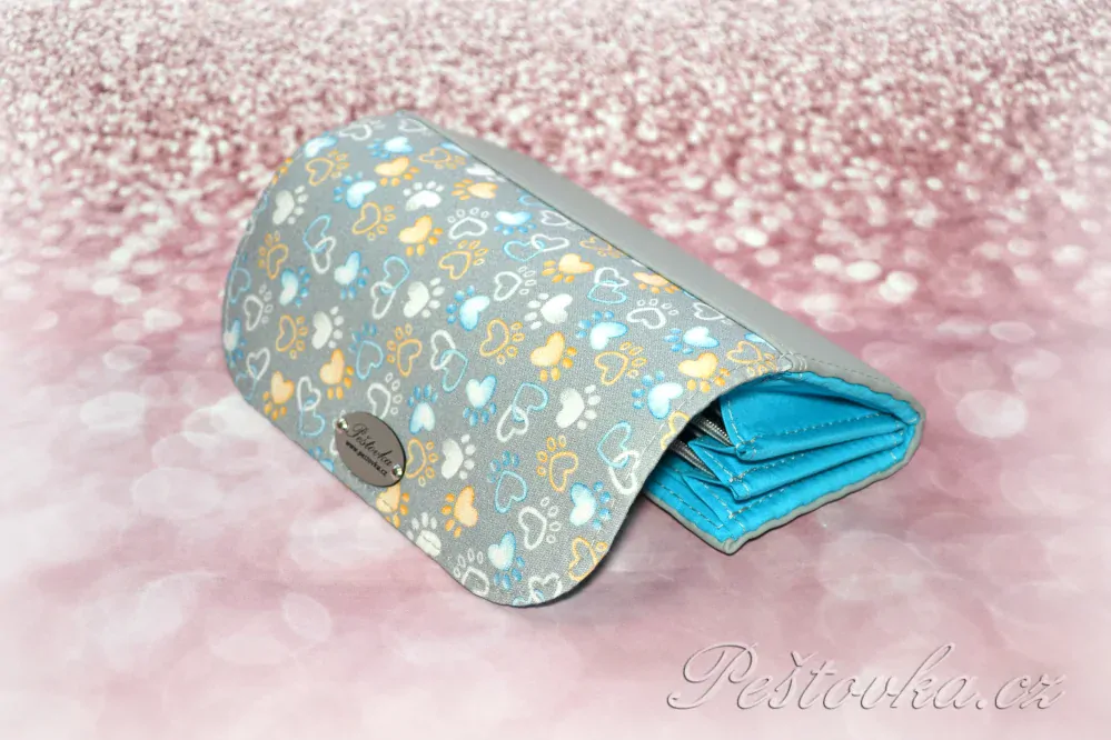 Peštovka Dámská elegantní peněženka *Paws šedomodrá*
