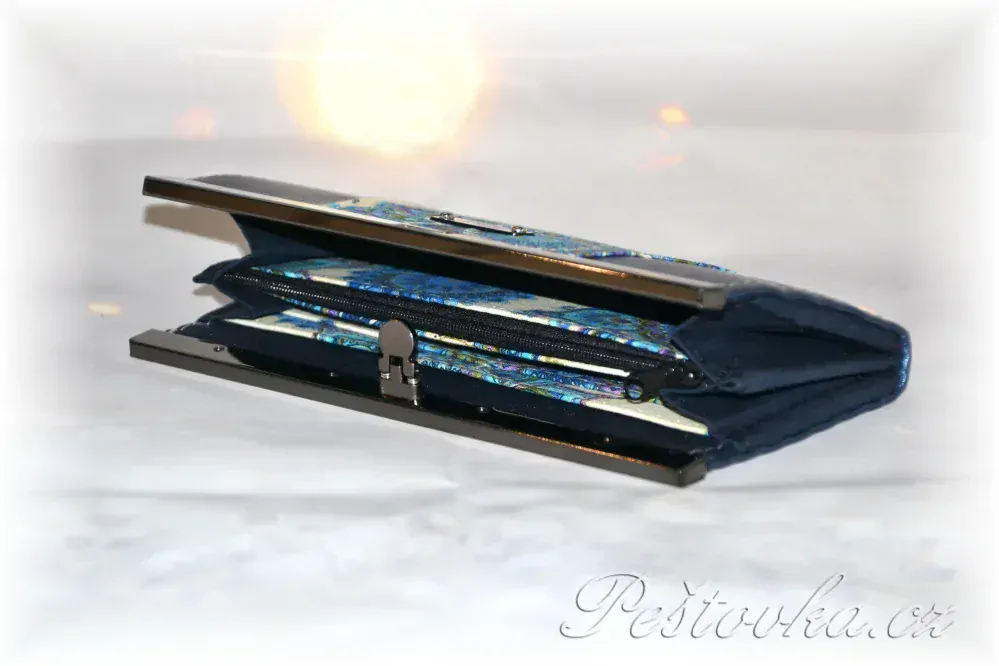 rámečková peněženka 19cm Peštovk *modrá s mandalami*a