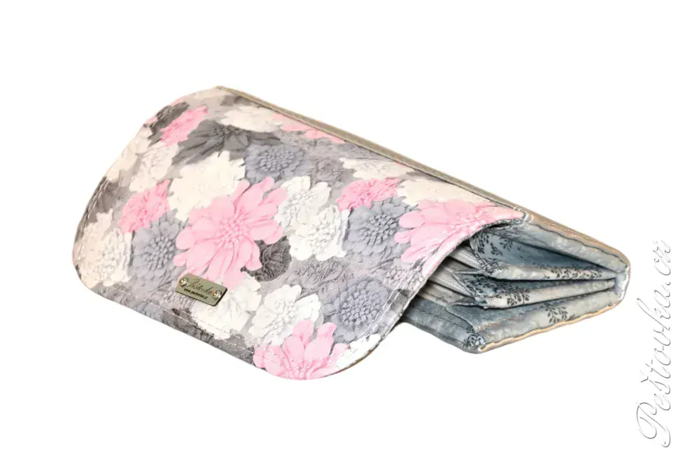 Peštovka Dámská elegantní peněženka *pivoňky se šedou*