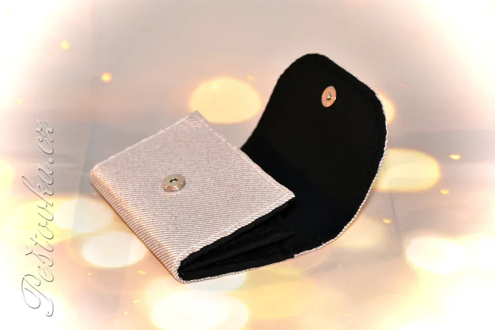 Peštovka - Malá klopová peněženka 13cm *Džínovina perleťová růžová*