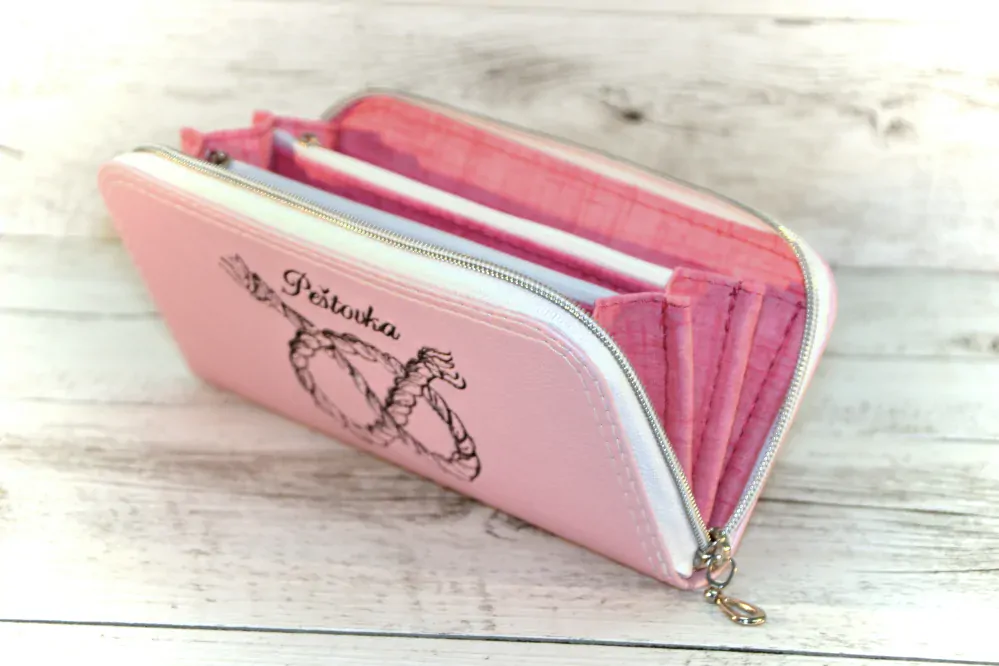 Peštovka Zipová peněženka *sv.růžová s provázkem*