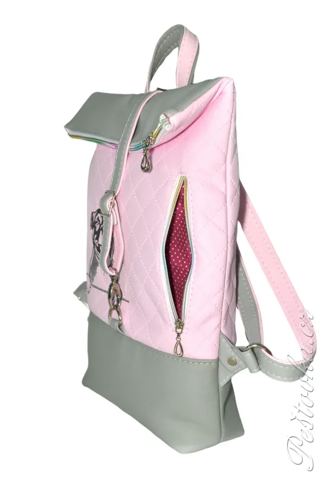 Peštovka Překlápěcí batoh Lucas *stafík* růžovo-šedý