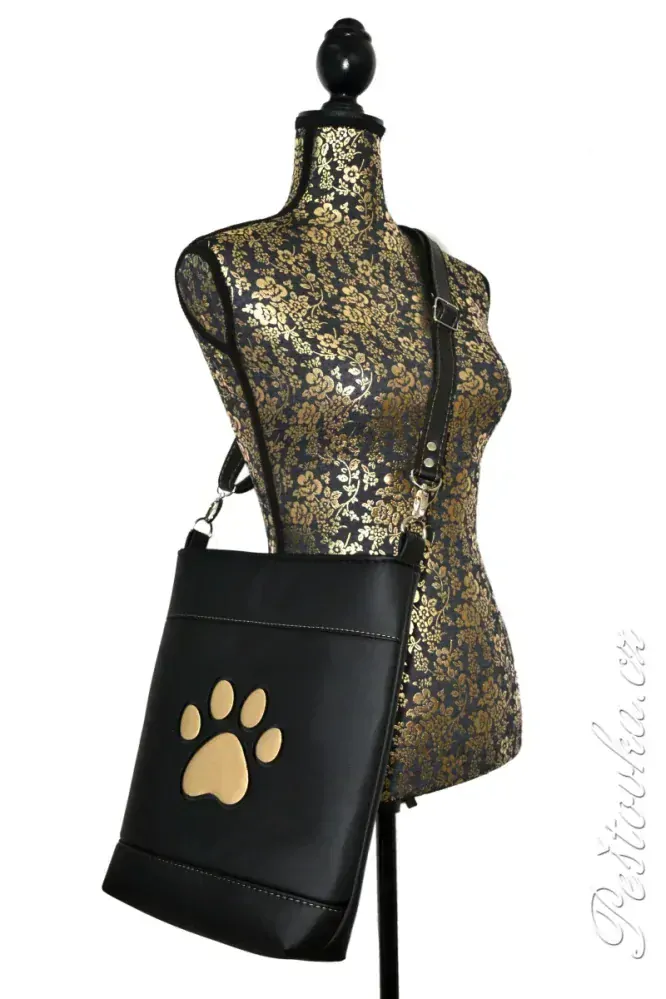 Peštovka - crossbody kabelka s tlapkou *černá se zlatou*