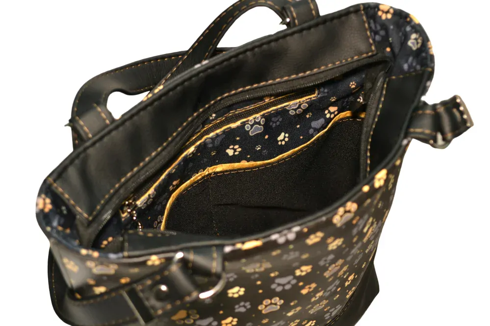 Peštovka - kabelko-batoh TALLBAG *zlato-šedé tlapky*