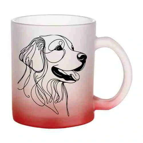 Hrnek skleněný MATNÝ 330 ml A+ barevný gradient *ZLATÝ RETRIEVER*