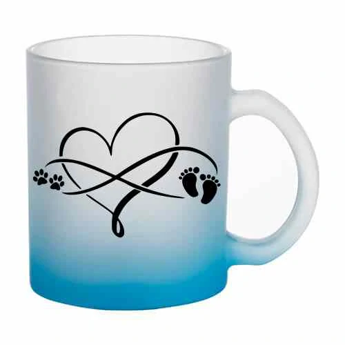 Hrnek skleněný MATNÝ 330 ml A+ barevný gradient *Paw InfinityBaby*