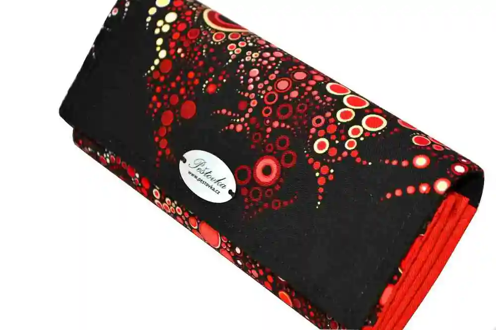 Peštovka Dámská peněženka ručně šitá *červeno-černé bublinky*