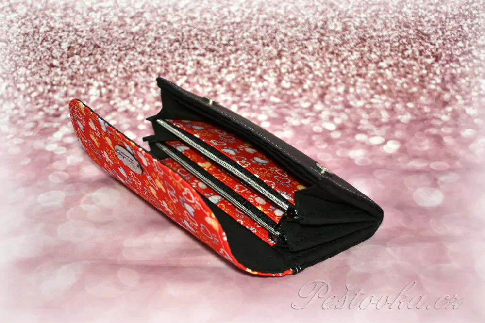 Peštovka Dámská elegantní peněženka *Paws - červená černá*
