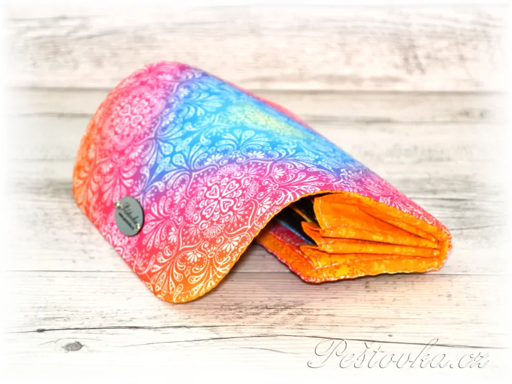 Peštovka Dámská elegantní peněženka *žlutorůžová duhovka*