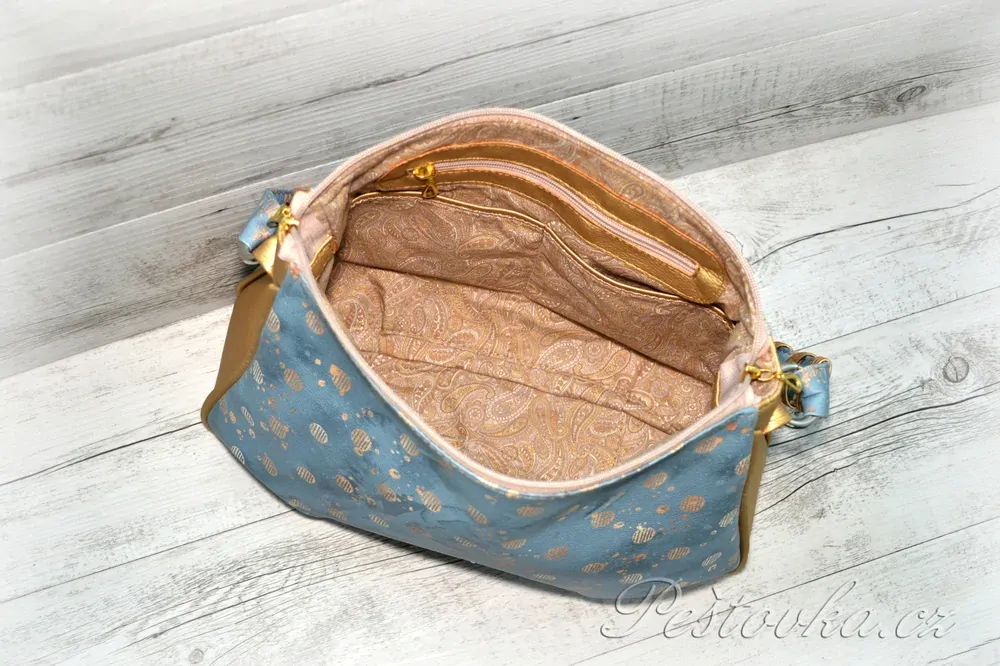 Peštovka kabelka Paulette *modro-zlatá*