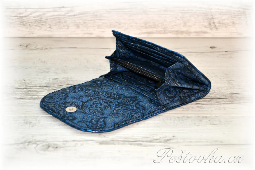 Peštovka - Malá klopová peněženka 13cm *modrý krokodýl*