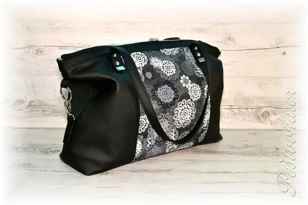 Peštovka - kabelka ANTONELLA *černo-šedá s mandalami*