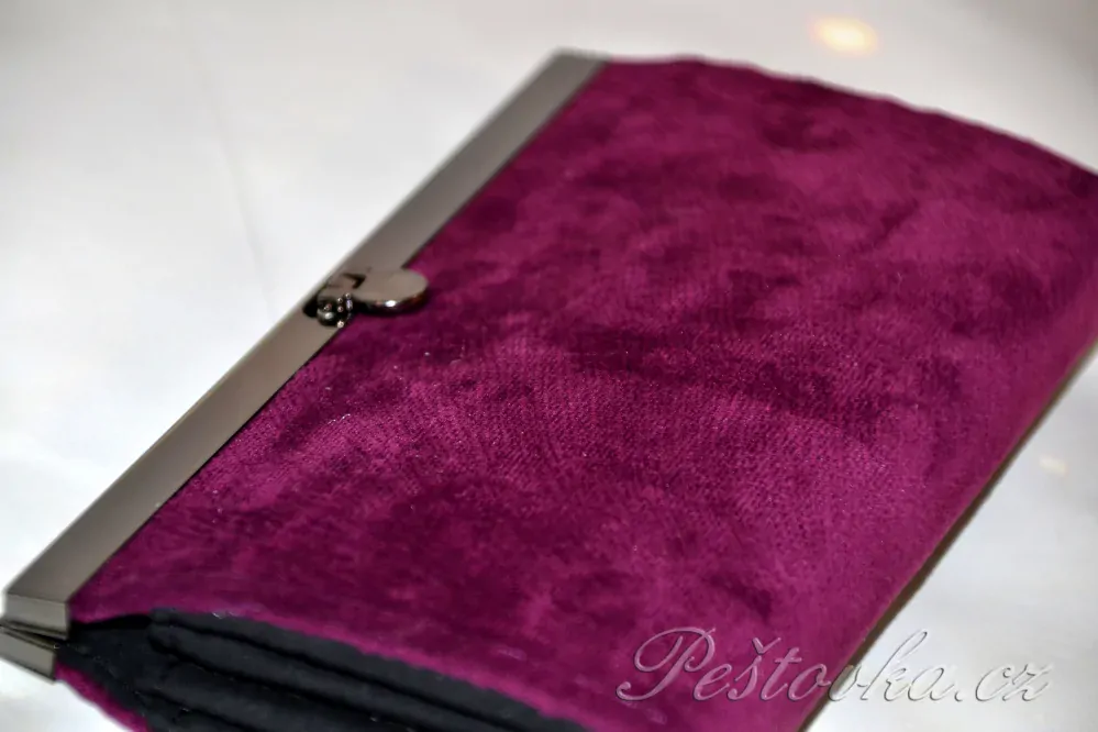 rámečková peněženka 19cm Peštovka *fialová broušená koženka*