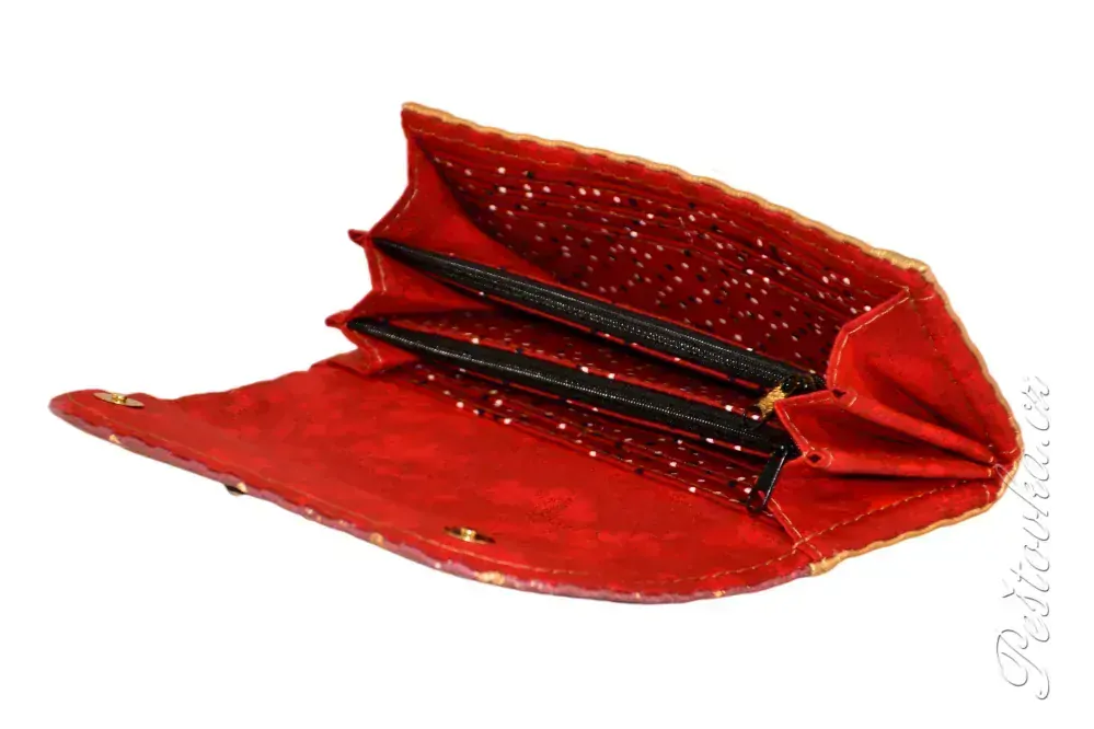 Peštovka Dámská elegantní peněženka *bordovo-zlatá*