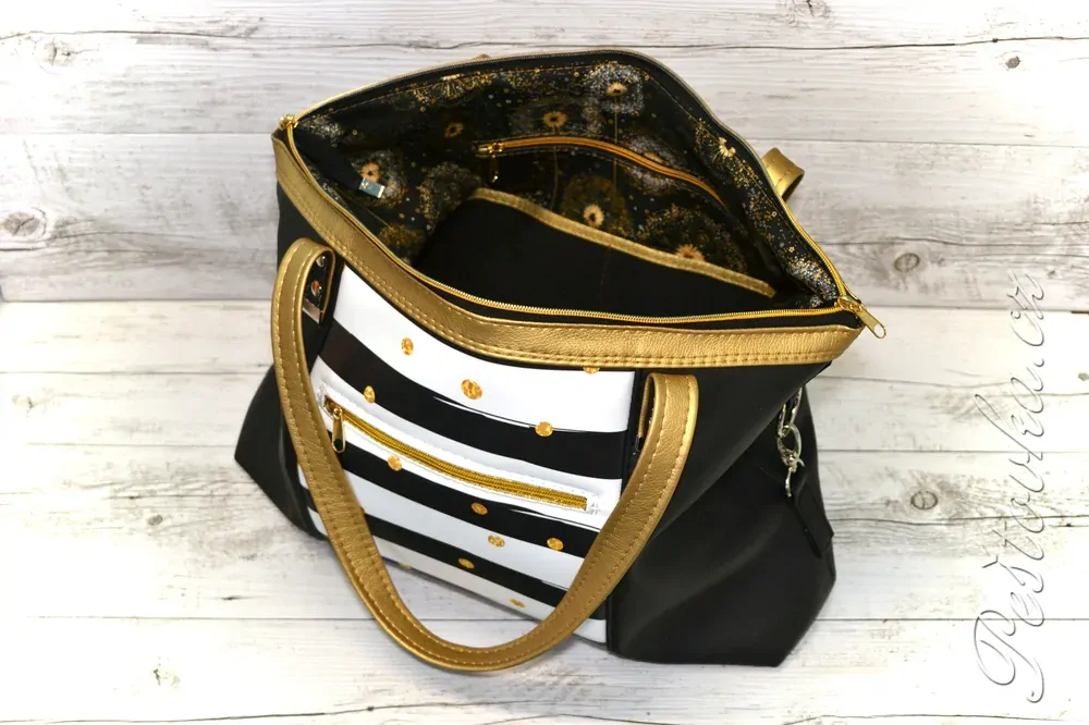 Peštovka - kabelka ANTONELLA *černo-zlatá*