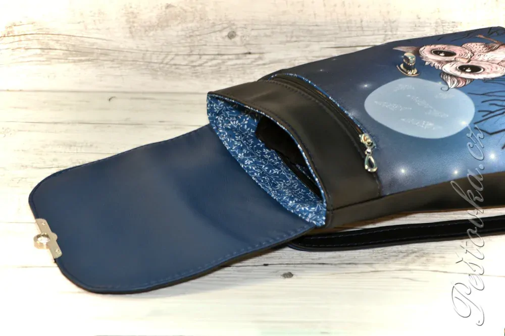 Peštovka městský batoh CITY BAG *modro-černý se sovou*