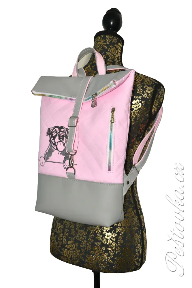 Peštovka Překlápěcí batoh Lucas *stafík* růžovo-šedý