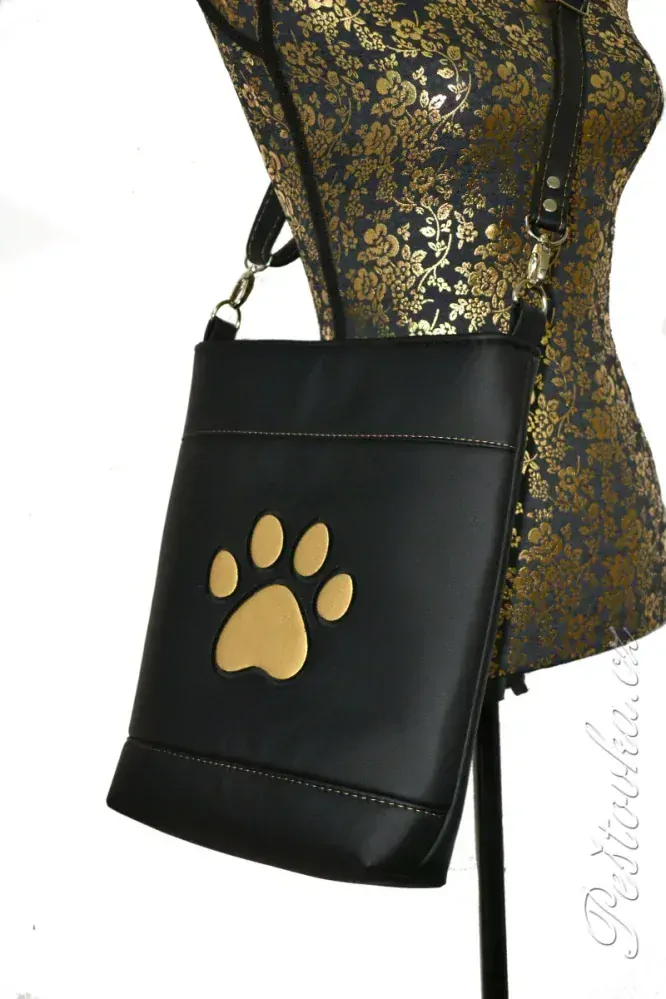 Peštovka - crossbody kabelka s tlapkou *černá se zlatou*