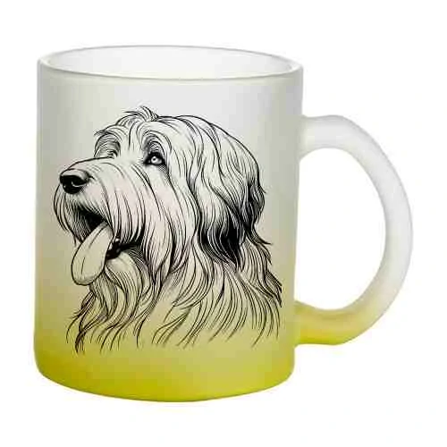 Hrnek skleněný MATNÝ 330 ml A+ barevný gradient *BEARDED KOLIE*