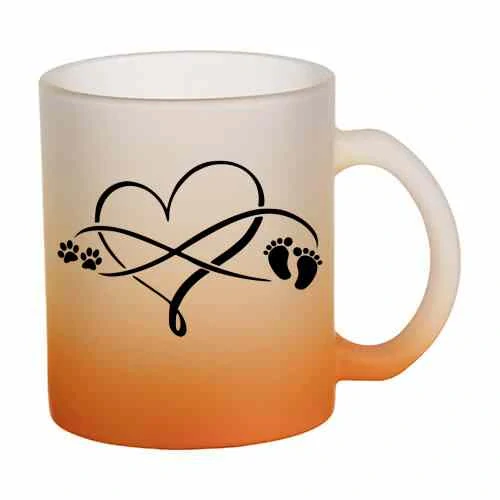 Hrnek skleněný MATNÝ 330 ml A+ barevný gradient *Paw InfinityBaby*