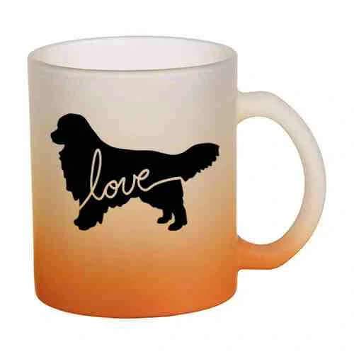 Hrnek skleněný MATNÝ 330 ml A+ barevný gradient *ZLATÝ RETRIEVER*