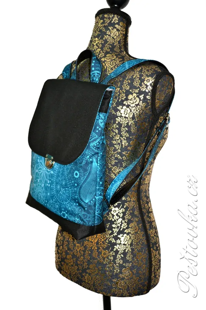 Peštovka městský batoh CITY BAG *abstrakce tyrkysová*
