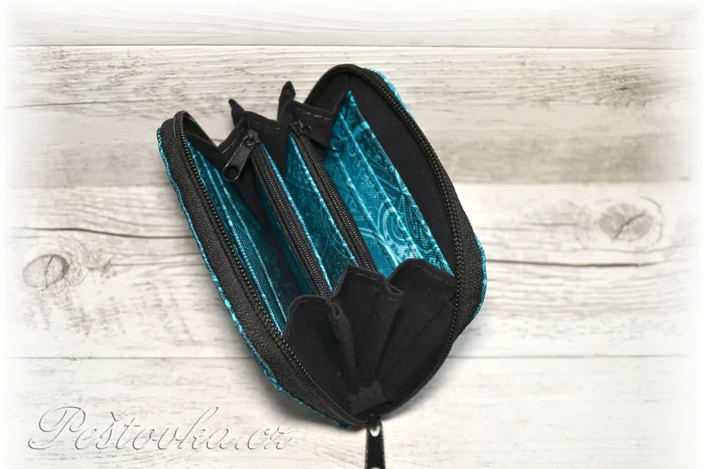 Peštovka Malá zipová peněženka *abstrakce tyrkysová*