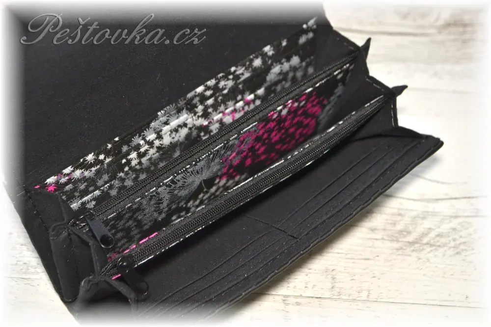 Peštovka Dámská elegantní peněženka *šedo-vínové chmýří*