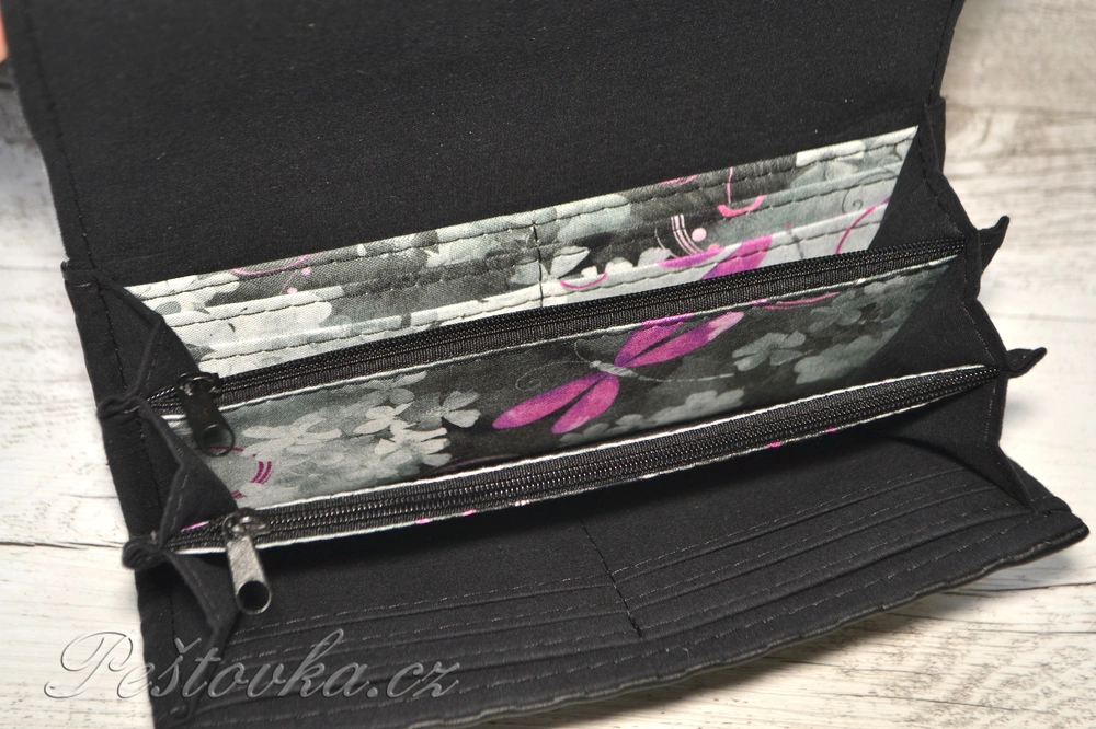 Peštovka Dámská elegantní peněženka *růžové vážky na šedé*