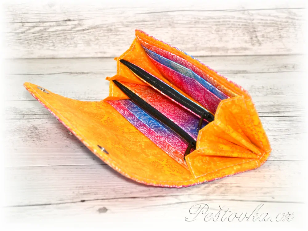 Peštovka Dámská elegantní peněženka *žlutorůžová duhovka*