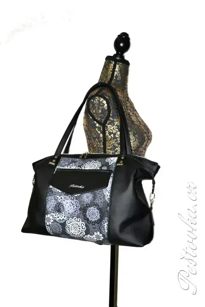 Peštovka - kabelka ANTONELLA *černo-šedá s mandalami*