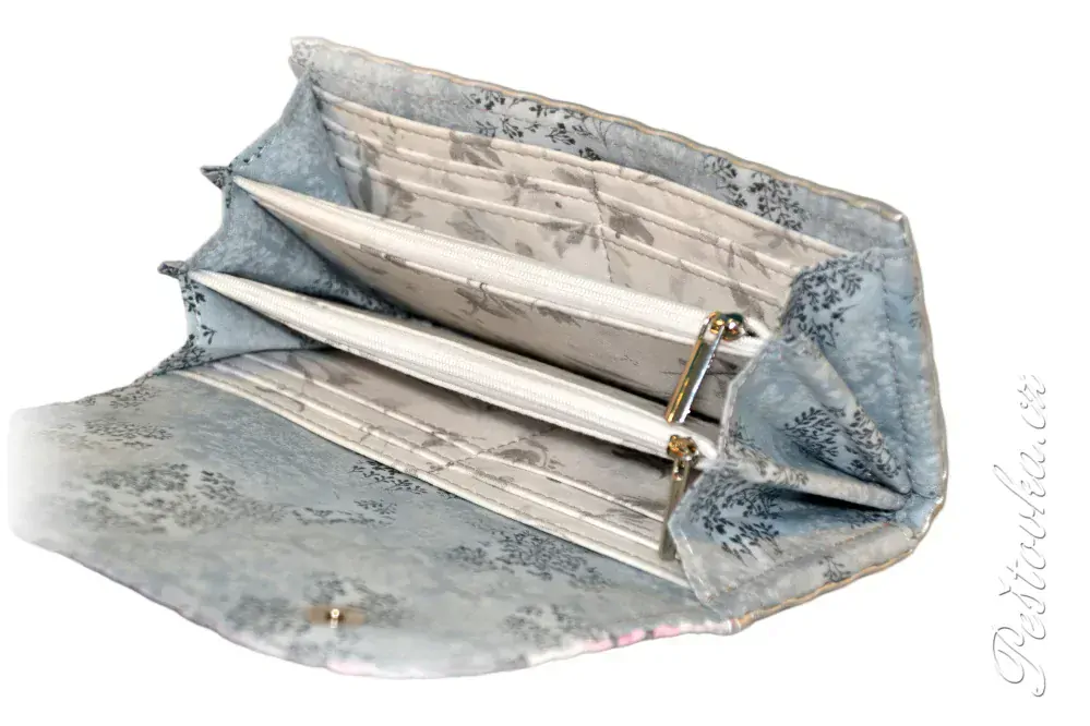 Peštovka Dámská elegantní peněženka *pivoňky se šedou*