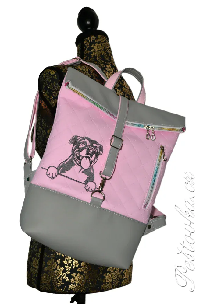 Peštovka Překlápěcí batoh Lucas *stafík* růžovo-šedý