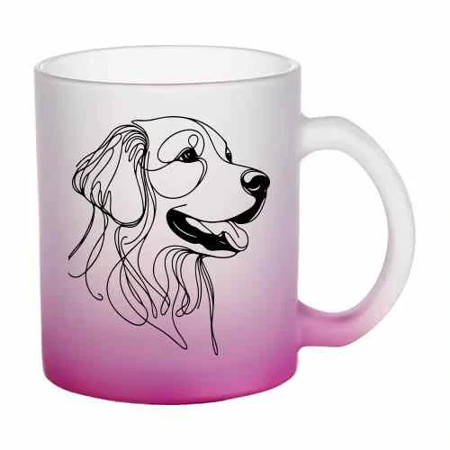 Hrnek skleněný MATNÝ 330 ml A+ barevný gradient *ZLATÝ RETRIEVER*
